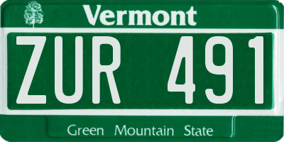 VT license plate ZUR491
