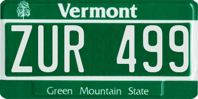 VT license plate ZUR499