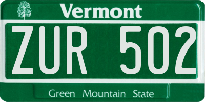 VT license plate ZUR502