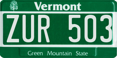 VT license plate ZUR503