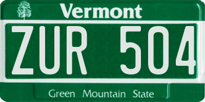 VT license plate ZUR504