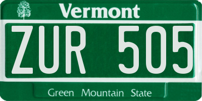 VT license plate ZUR505