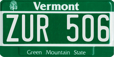 VT license plate ZUR506