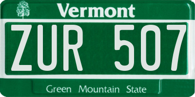 VT license plate ZUR507