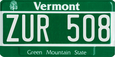 VT license plate ZUR508