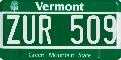 VT license plate ZUR509