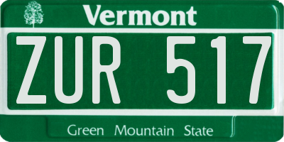 VT license plate ZUR517