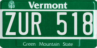 VT license plate ZUR518