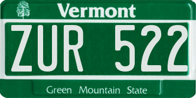 VT license plate ZUR522