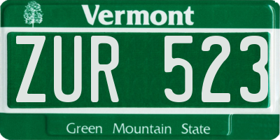 VT license plate ZUR523