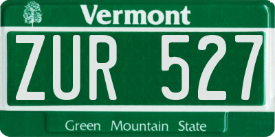 VT license plate ZUR527