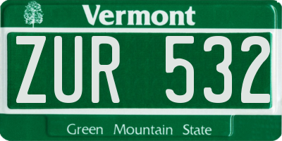 VT license plate ZUR532