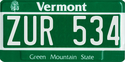 VT license plate ZUR534