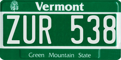 VT license plate ZUR538