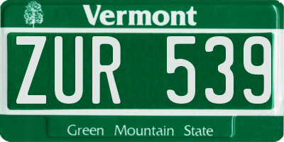 VT license plate ZUR539