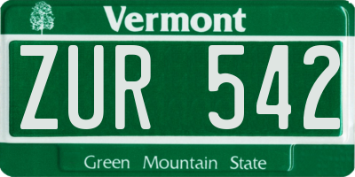 VT license plate ZUR542
