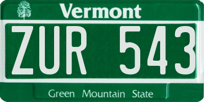 VT license plate ZUR543