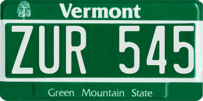 VT license plate ZUR545