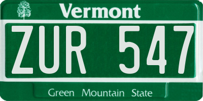 VT license plate ZUR547