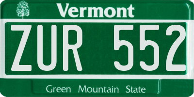 VT license plate ZUR552