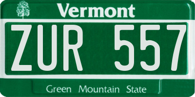 VT license plate ZUR557