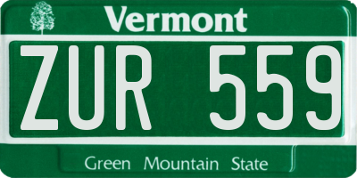 VT license plate ZUR559