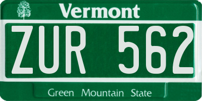 VT license plate ZUR562