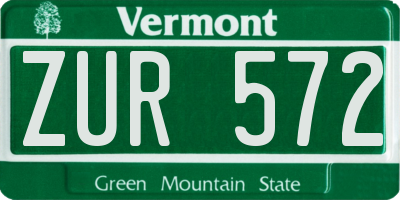 VT license plate ZUR572