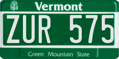 VT license plate ZUR575