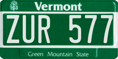 VT license plate ZUR577