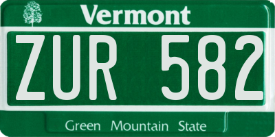 VT license plate ZUR582
