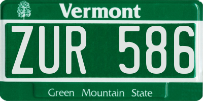 VT license plate ZUR586