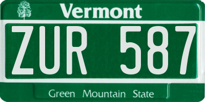 VT license plate ZUR587