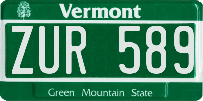 VT license plate ZUR589