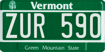 VT license plate ZUR590