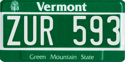 VT license plate ZUR593