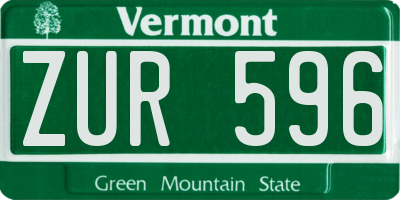 VT license plate ZUR596