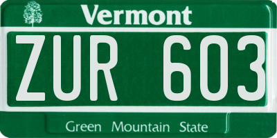 VT license plate ZUR603