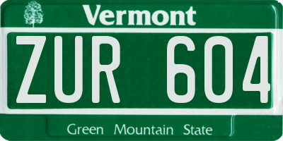 VT license plate ZUR604