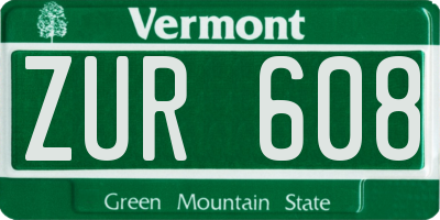 VT license plate ZUR608