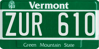 VT license plate ZUR610