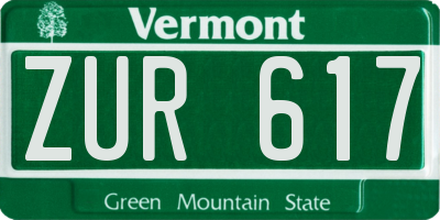 VT license plate ZUR617
