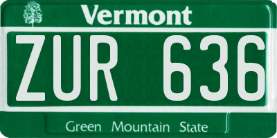 VT license plate ZUR636