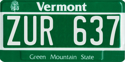VT license plate ZUR637