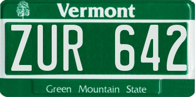 VT license plate ZUR642