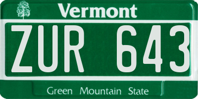VT license plate ZUR643