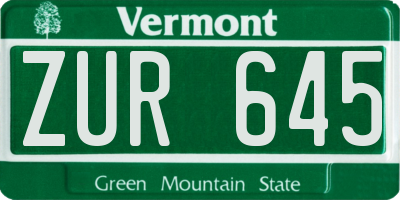 VT license plate ZUR645
