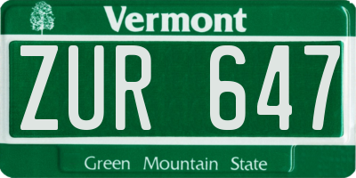 VT license plate ZUR647