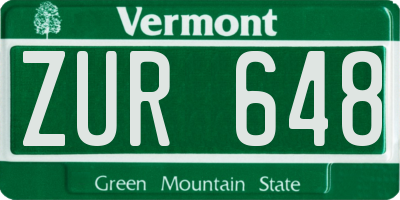VT license plate ZUR648