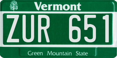 VT license plate ZUR651